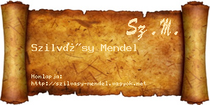 Szilvásy Mendel névjegykártya